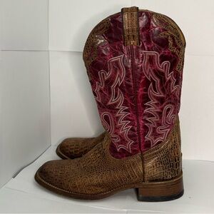 BOULET WOMEN'S SQUARE TOE COWGIRL BOOTS SIZE 9 PINK/PURPLE
